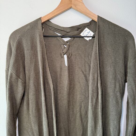 Hippie Rose Women's Crisscross Cardigan Sweater Top Olive Green Size Small - Picture 2 of 6